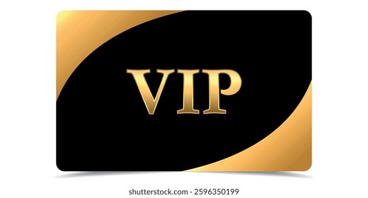 Golden luxury VIP card. Gold vip banner for premium voucher, online casino, invitation, exclusive certificate, award, quality guarantee. Vector illustration on black background.