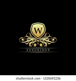 Golden Luxury W Letter Design Logo