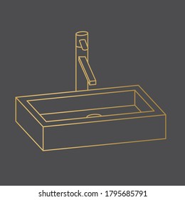 golden luxury washbasin icon - vector illustration