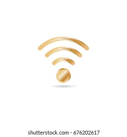 Golden luxury wifi sign. Isolated on white background, social media concept.