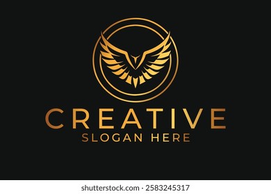 golden luxury wings Logo Design Vector