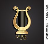 golden lyre / music theme icon/ vector illustration illustration