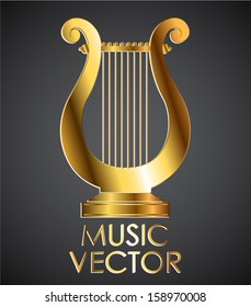 golden lyre / music vector / illustration 