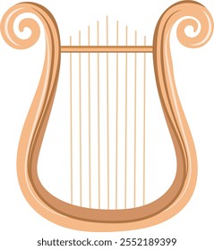 Golden Lyre or Old Harp String Musical Instrument Illustration Isolated on White Background