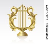 Golden Golden Lyre on a white background on a white background