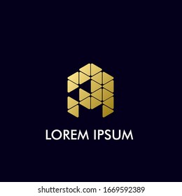 golden M initial letter for technology and business company