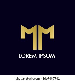 golden M initial letter for technology and business company