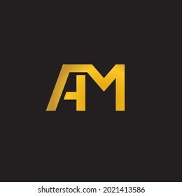 Golden A M letter logo vector on black background design 