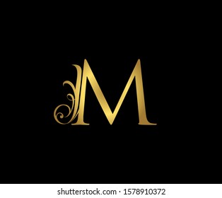 Graceful Initial M Gold Letter Logo Stock Vector (Royalty Free ...