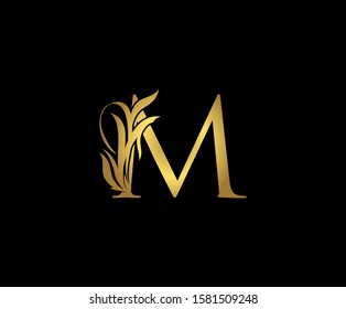 Golden M Luxury Logo Icon, Classy  Gold Letter Logo Design.