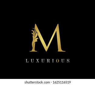 Golden M Luxury Logo Icon, Elegant M Letter Logo Design.