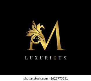 Golden M Luxury Logo Icon, Vintage M Letter Logo Design.