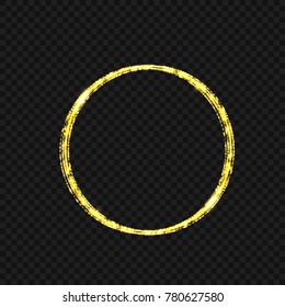 Golden magic circle ring with glitters and sparkles. Vector illustration