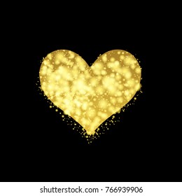 Golden magic Heart shape. Valentine Day symbol, Vector illustration