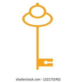 golden magic key flat illustration. Magic elements and creatures series.