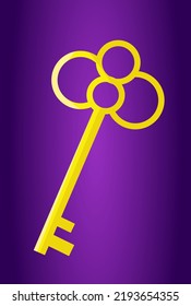 Golden magic keys on an illuminated background. Vector graphics