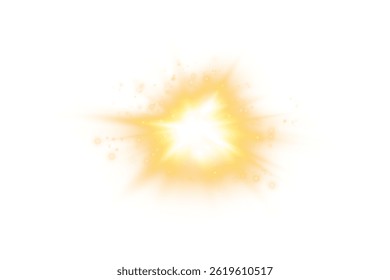 Golden Magic Light Burst PNG Glowing Sun Sparkle Effect with Soft Radiance and Transparent Background