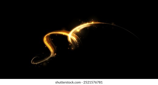 Golden magic light effect with many sparkling bokke and glitter and shimmering glitter light effects. Magical golden shimmer effect for web design and fairytale decor and Halloween. Vector