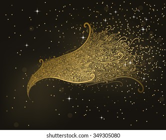Golden magic sparkles, vector