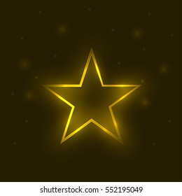 Golden magic star. Bright light effect, Vector illustration