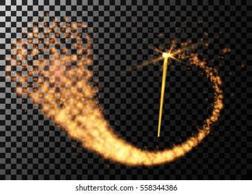 Golden magic wand with bright sparkles. Vector illustration.