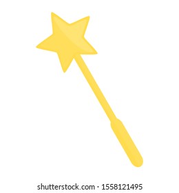 golden magic wand for funny magical decoration design isolated on white background. vector illustration 