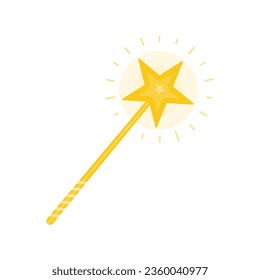 Golden magic wand with a star flat vector illustration