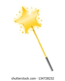 Varinha mágica dourada com estrelas, vetor eps10 ilustração