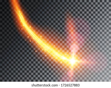 Golden magic wave. Gold trail isolated
