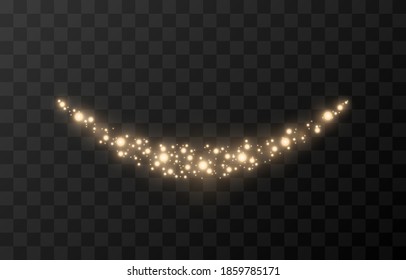 Golden Magical Glow. Gold Dust Png. Vector Dust Shine, Sequin. Glittering Fairy Dust.