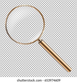 Golden Magnifying Glass Isolated Gradient Mesh, Vector Illustration