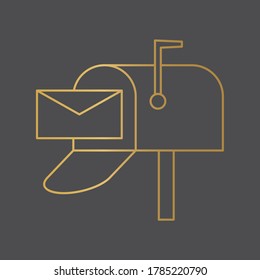 golden mailbox icon- vector illustration