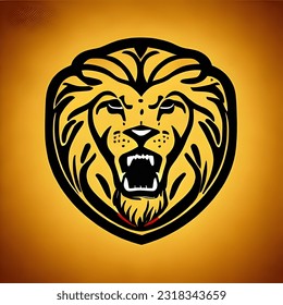 golden male lion logo, lion symbol of courage leader and strength