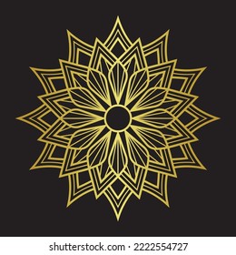 Golden Mandala Art deco Flower good for logo such as jewelry, fashion, beauty, religion, yoga etc.