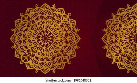 arte mandala dorada con fondo de patrón lujoso para elementos de diseño vectorial web o de impresión