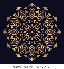 Fondo dorado mandala con icono de ilustración de patrón islámico arábigo