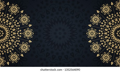 Golden mandala background template for design, print, textile, fabric