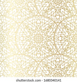 Golden Mandala Boho Nahtloses Muster. Vektorillustration