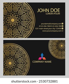 The "Golden Mandala Business Card" embodies elegance and luxury with its intricate design in rich gold tones. Symbolizing success and professionalism, perfect for conveying prestige.