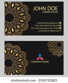 The "Golden Mandala Business Card" embodies elegance and luxury with its intricate design in rich gold tones. Symbolizing success and professionalism, perfect for conveying prestige.