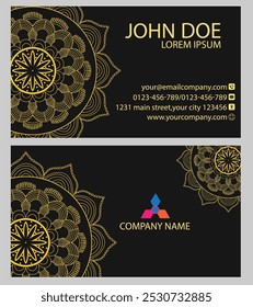 The "Golden Mandala Business Card" embodies elegance and luxury with its intricate design in rich gold tones. Symbolizing success and professionalism, perfect for conveying prestige.