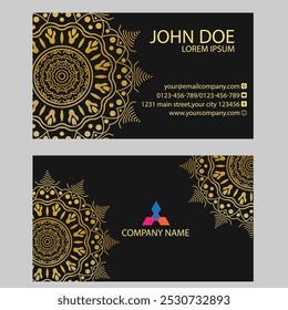 The "Golden Mandala Business Card" embodies elegance and luxury with its intricate design in rich gold tones. Symbolizing success and professionalism, perfect for conveying prestige.