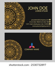 The "Golden Mandala Business Card" embodies elegance and luxury with its intricate design in rich gold tones. Symbolizing success and professionalism, perfect for conveying prestige.