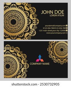 The "Golden Mandala Business Card" embodies elegance and luxury with its intricate design in rich gold tones. Symbolizing success and professionalism, perfect for conveying prestige.