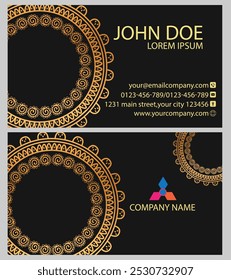 The "Golden Mandala Business Card" embodies elegance and luxury with its intricate design in rich gold tones. Symbolizing success and professionalism, perfect for conveying prestige.