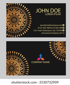 The "Golden Mandala Business Card" embodies elegance and luxury with its intricate design in rich gold tones. Symbolizing success and professionalism, perfect for conveying prestige.