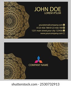 The "Golden Mandala Business Card" embodies elegance and luxury with its intricate design in rich gold tones. Symbolizing success and professionalism, perfect for conveying prestige.