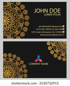 The "Golden Mandala Business Card" embodies elegance and luxury with its intricate design in rich gold tones. Symbolizing success and professionalism, perfect for conveying prestige.