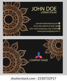 The "Golden Mandala Business Card" embodies elegance and luxury with its intricate design in rich gold tones. Symbolizing success and professionalism, perfect for conveying prestige.