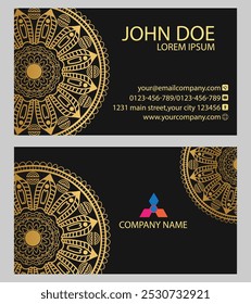 The "Golden Mandala Business Card" embodies elegance and luxury with its intricate design in rich gold tones. Symbolizing success and professionalism, perfect for conveying prestige.